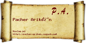 Pacher Arikán névjegykártya